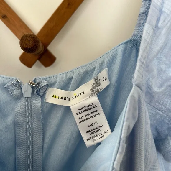 Altar'd State Sky Blue Mini Dress with Puff Sleeves - Picture 5 of 6